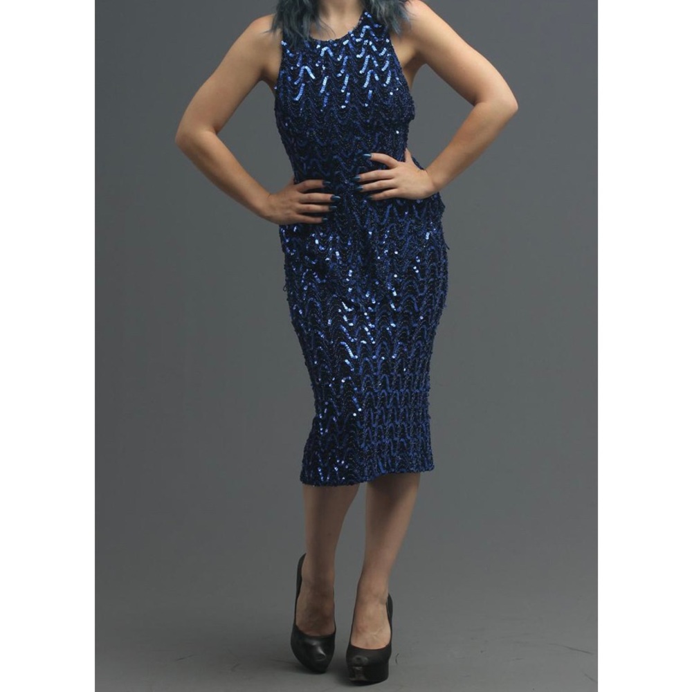 Vintage 80s Black Sequin And Shimmer Dress - Picture 8 of 8